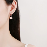 Boucles d'oreilles pendantes trèfle à quatre feuilles en argent sterling 925 avec zircon, porte-bonheur