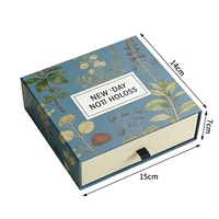 Boîtes de rangement personnalisées avec logo, motif floral bleu, emballage cadeau de luxe imprimé botanique, boîtes coulissantes en carton, vente en gros