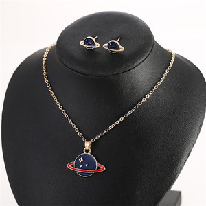 Trendz de la moda al por mayor de joyería de los niños <span class=keywords><strong>Planeta</strong></span> Azul pendientes <span class=keywords><strong>salvaje</strong></span> estrella redonda conjunto de joyas - Product Image 6