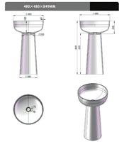 Lavabo de salle de bain moderne en résine transparente écologique avec piédestal sur pied et drain, capacité 12L, garantie 5 ans