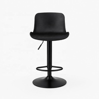 Tabouret de bar pivotant nordique moderne avec structure métallique entièrement noire, hauteur de comptoir, pour îlot de cuisine, bar à domicile, café, pub