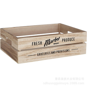 Market Produce Wooden Storage Box Medium Size <b>Stackable</b> Rectangle Natural Wood Color Household Organization - Product Image 5