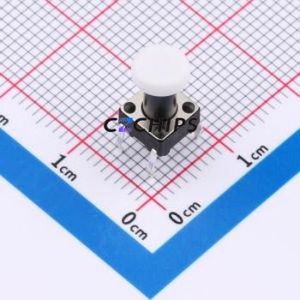 TSA06131-110B332CA-003E Tactile Switch Through hole-4P,6.1x6.1mm Switch Single Pole Single Throw Round Button 1.8N 6.1mm - Product Image 1