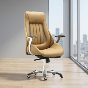 Chaise de bureau moderne en cuir PU avec appui-tête, chaise de direction pivotante pour bureau à domicile - Product Image 3