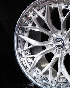 Custom 2-piece Forged Alloy <b>Wheels</b> Silver Polished Brush Deep Dish Lip 5x112 5x114.3 For Audi A4 A5 A6 Volkswagen Passat CC - Product Image 3