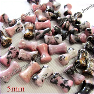 [SE-S416] بالجملة مزدوج المسامير المعلقة سدادات الحصيرة رودونيت طبيعي حجر وردي أذن مقاييس الأنابيب ثقب الجسم جودة المجوهرات - Product Image 5