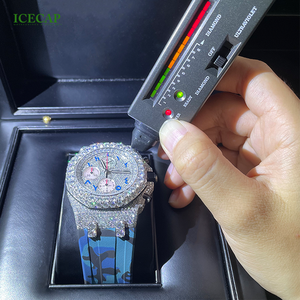 Orologio da Uomo Buss Down di Lusso con Cinturino Blu, Quadrante con Numeri Arabi, Movimento Automatico, Orologio Hiphop con Diamanti VVS Moissanite Impermeabile - Product Image 3