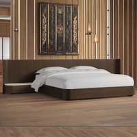 Ensemble de meubles de chambre à coucher extra longs de style américain de luxe, lit en bois avec tête de lit étendue