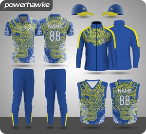 Prohawke impreso deportes Cricket uniforme conjunto completo cuello Jersey y Pantalones personalizados media manga completa Jersey - Product Image 2