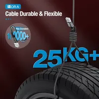 Câble de charge rapide USB-C portable renforcé 3-en-1 noir 1 heure pour iPhone, Motorola, Samsung et pour...