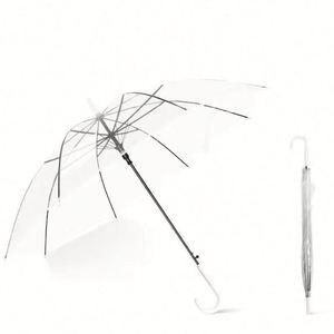 <b>Automatic</b> Clear for Sun Rain Dual Use Long Handle Transparent <b>Umbrella</b> With Custom Logo Promotional Gifts & Events - Product Image 1