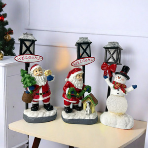 Figurine de Père Noël en résine, artisanat, éclairage LED, décoration de Noël pour le bureau, décoration de salon, style A B C D - Product Image 2