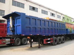 Semi-remorque benne basculante en acier robuste, 3 essieux, à extrémité en U, personnalisable, pour usage industriel et vente en gros, 12r22.5, 30000kg, double - Product Image 4