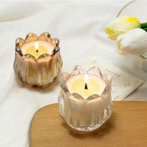 Vintage Romantique <strong>Lotus</strong> Tulip Shape Tealight <strong>Candle</strong> <strong>Holder</strong> Custom Logo Metal Glass Embossed Tabletop <strong>Candle</strong> Home Decoration - Product Image 4