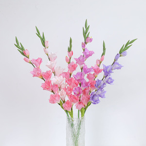 Gladiolus artificiel Ruilisi en soie violette, tige unique, 8 têtes, pour décoration de mariage et accessoires de photographie - Product Image 2