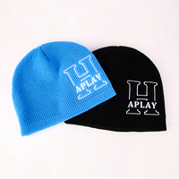 Bonnet unisexe en maille gaufrée douce, brodé de lettrage style rétro, pour le streetwear décontracté et les sports d'hiver, vente en gros