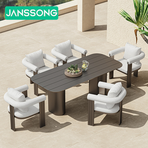 Mesas de Comedor para Exteriores, Juego de Mesa de Aluminio, Muebles de Exterior para Hotel, Juego de Comedor para Jardín, Muebles de Jardín, Mesa y Sillas de Jardín - Product Image 3