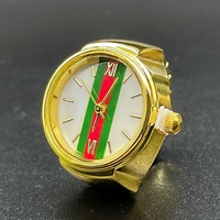 Reloj de Anillo Romano Minimalista, Movimiento de Cuarzo, Aleación de Oro y Plata, Esfera Negra y Blanca, Correa Elástica de Acero Inoxidable, Unisex