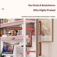 Bureau d'ordinateur avec panneau perforé, idéal pour la maison, adapté aux petits espaces, bureau d'étude pour étudiants, étagère intégrée, roulettes pivotantes, modèle 0626