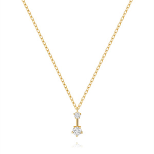 Collar de Plata de Ley 925 con Diseño Simple de Estrella, Luna y Agua para Mujer - Product Image 1