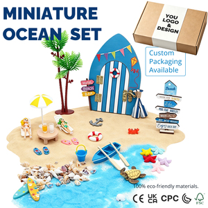 Ensemble de Scène de Plage Méditerranéenne Personnalisable pour Maison de Poupée, Accessoire Miniature, Chaise Longue de Plage, Décoration Coquillage, Résine, Bois, Plastique - Product Image 1