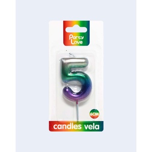 Candela Numero 5 per Feste, 6 Cm, Colori Arcobaleno, Candele per Compleanno - Product Image 2