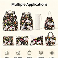 Tissu en toile de coton 8 oz imprimé numériquement sur mesure, motif floral lapin, minimum 1 m pour sacs, coussins et artisanat textile pour enfants