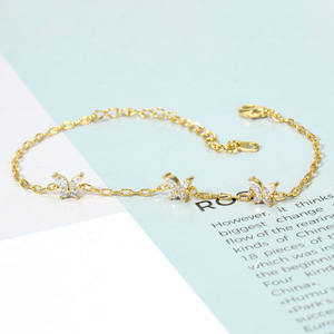 Women's Japanese Korean Light Luxury Brass Personalized Butterfly Shaped Trendy Chain Link High-end Zircon Inlaid <b>Bracelet</b> - Product Image 3