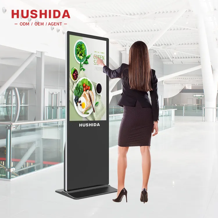 Kapalı 55 inç dijital tabela tedarikçisi kat ayakta reklam ekranı android totem oyun