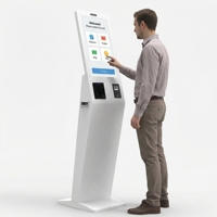 Kiosco de Autoservicio con Pantalla Táctil Capacitiva de 23.6 Pulgadas, Impresora Térmica y NFC