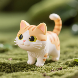 Custom 3D Printed Striped <strong>Cat</strong> <strong>Figurine</strong> with Big Eyes and Curly Tail - Safe Resin Collectible Toy for Gift Decoration - Product Image 6