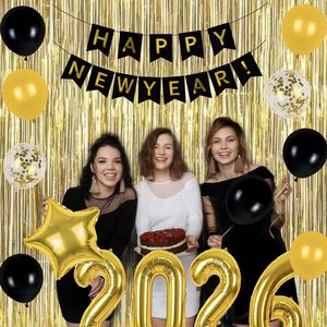 Set <span class=keywords><strong>di</strong></span> 36 Pezzi Kit Arco <span class=keywords><strong>di</strong></span> <span class=keywords><strong>Palloncini</strong></span> Felice Anno Nuovo 2 Metri Tenda Dorata per Decorazioni Festa Capodanno 2026 - Product Image 5