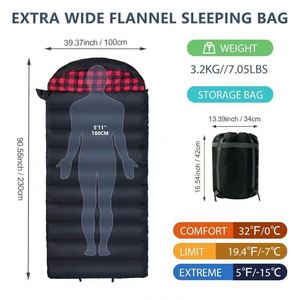 Sac de couchage extra large, spécialement imperméable, ultra-léger, portable, 3 saisons, de type enveloppe, en polyester recouvert de coton, pour le camping - Product Image 4