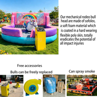 Taureau mécanique gonflable commercial pour enfants, modèle Sofolex Soft Farm Safety Head, avec 3 animaux interchangeables, pour location événementielle