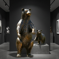 Sculpture de couple d'ours en bronze - Statue animale 3D artisanale en bronze moulé à la cire perdue pour anniversaire et Fête Nationale, sculpture en bronze