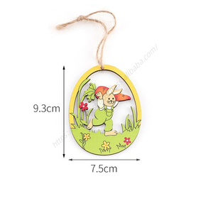 Adorno Colgante de Madera con Forma de Conejo para Decoración de Pascua AA288, Conejito de Madera Colorido - Product Image 1