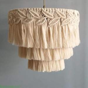 Pantalla de Lámpara de Macramé Tejida Transpirable de Precio Económico de Vietnam, Cubierta de Lámpara Colgante, Accesorios de Decoración Boho Hechos a Mano - Product Image 4