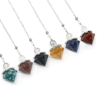 Nouveau Pendentif Pendule DIY en Pierre de Quartz Naturelle Diamantée de Haute Qualité, Multicolore, Sans Plomb ni Nickel, Longueur 29cm