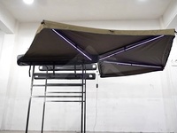 Auvent 270 degrés à double poteau avec LED RGB synchronisées à la musique, changeant de couleur, étanche, pour camping-car