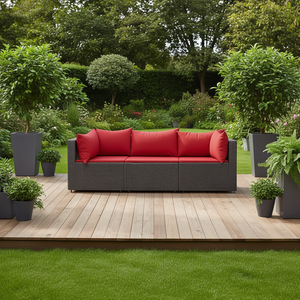 Ensemble de salon de jardin en rotin PE 3 places, mobilier d'extérieur contemporain, utilisation en jardin, structure en acier thermolaqué - Product Image 2