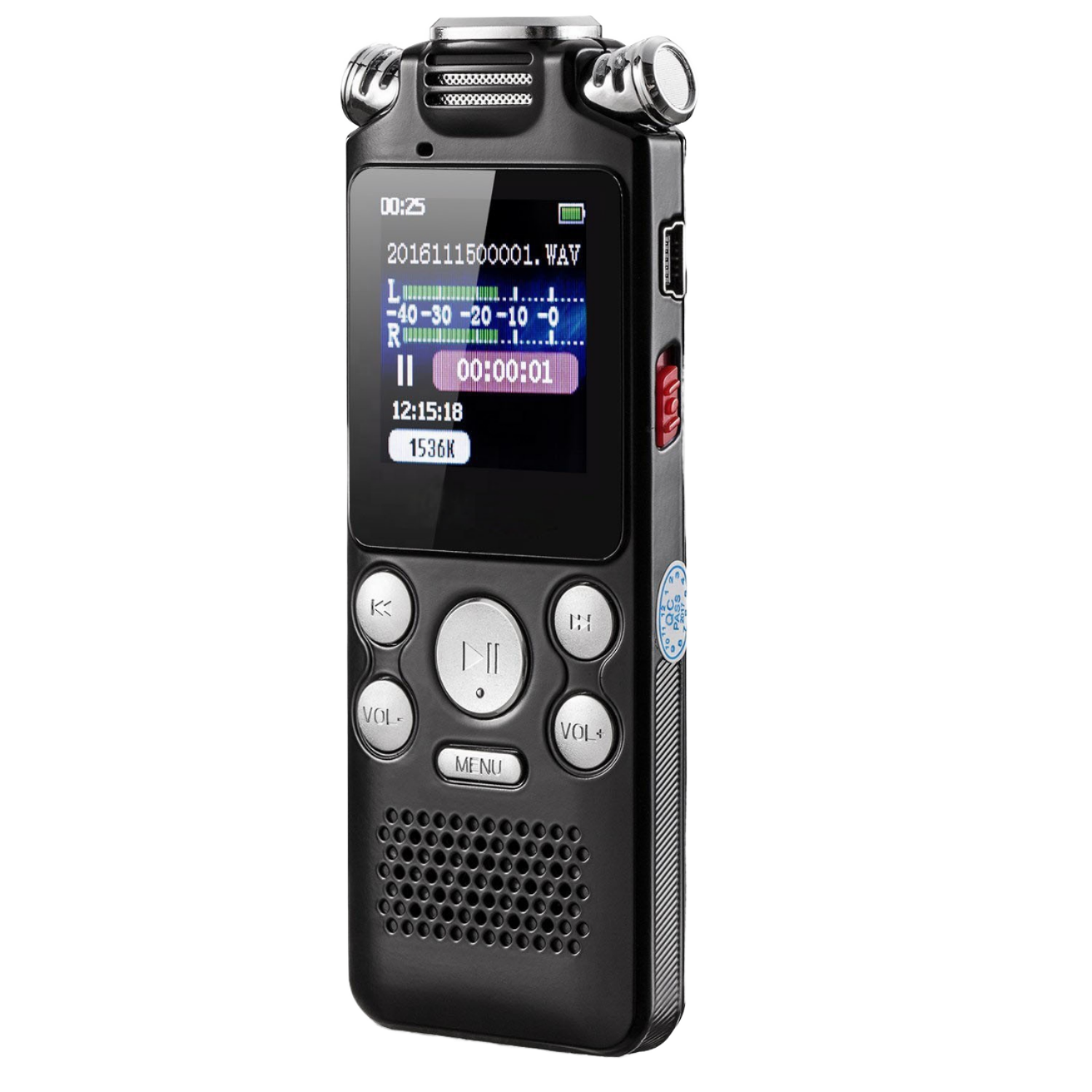 N3 Mini Digital Voice Recorder – Voice Activated Audio Recorder with 3 Microphones & Noise Reduction