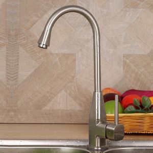 Grifo de cocina monomando cepillado con caño giratorio de cuello de cisne para lavabo de verduras, agua fría y caliente - Product Image 4