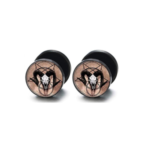 Pendientes de imitación de piercing para hombre, tipo disco con cierre de rosca, redondos, estilo punk, tipo tornillo, para perforación de oreja tipo dumbell - Product Image 2