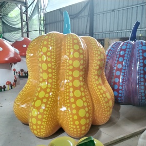 Grande sculpture de citrouille d'Halloween en fibre de verre personnalisée pour la décoration de fête d'Halloween, événement, vacances - Product Image 2