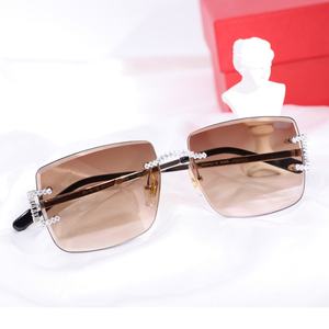 Lunettes de soleil de luxe en argent 925 avec verres bruns et diamants Moissanite VVS pour unisexe, protection UV400 - Product Image 5