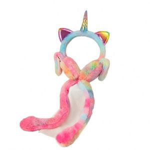 Venta Directa de Fábrica: Orejeras de Felpa de Poliéster Cálidas con Diseño Tie-Dye, Divertidas y Coloridas para Invierno, a Prueba de Frío, con Orejas de Conejo, Venta al por Mayor - Product Image 5