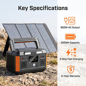 800W Pure Sine Wave Portable Power Station 520Wh Lithium Battery Solar <b>Generator</b> with 100W Foldable Solar Panel Kit - Product Image 3