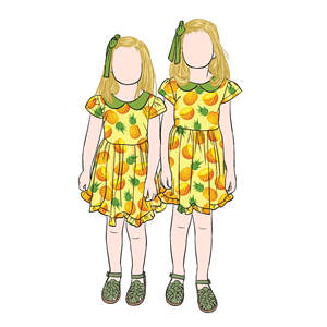 Robe à volants pour filles, motif pomme, col Peter Pan, manches courtes, fibre de protéine de lait, robe de bébé, peinture de fruits la plus douce - Product Image 4