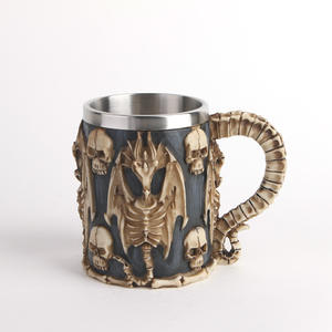 Bestverkopende Drakenbeenderen Decoratieve Kruikmokken Stereo Schedel 450Ml Hars Steen Skelet Schedel Bier Beker Met Ruggengraat Handvat - Product Image 4