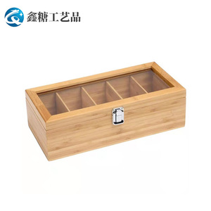 Small tea bag <b>storage</b> box, wooden tea packaging box, with dividers, direct supply of wooden gift <b>boxes</b>. - Product Image 5